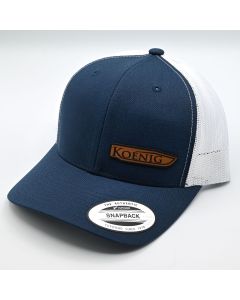 Leather Patch Hat - Navy and White